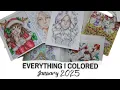 My COMPLETED COLORING PAGES for January and WIPs