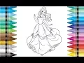 Disney Princess Belle Beauty and the Beast Coloring Pages for Children Kids With Colored Markers