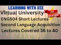 ENG504 Second Language Acquisition Short lectures of 36 to 40 lectures Virtual University