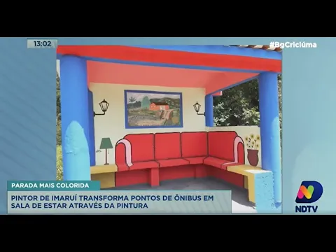 Pintor de Imaruí transforma pontos de ônibus em sala de estar através da pintura