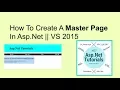 How to create master page in asp net Visual Studio 2015