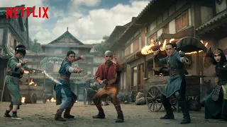 Avatar The Last Airbender The Gaang and Azula Fight in Kudi Village Clip Netflix
