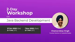 Workshop on Java Backend Development - DAY 2 GeeksforGeeks
