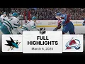 NHL Highlights Sharks vs Avalanche March 06 2025