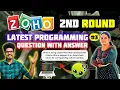 Zoho 2nd Round Latest Programming Questions with Solution Zoho coding questions with Answers