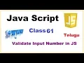 How to Validate Input number in JavaScript Telugu What is JavaScript validation VLR Class61