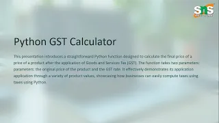Case Study - GST Calculator in Python Problem Solving using Python SNS Institutions