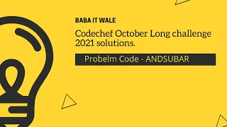 CodeChef LONGEST AND SUBARRAY October Long challenge solution 2021 ANDSUBAR