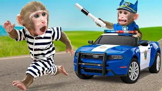 KiKi Monkey Become Paw Patrol Police Chase Thief To Rescue Take Care Of Duckling KUDO ANIMAL KIKI 