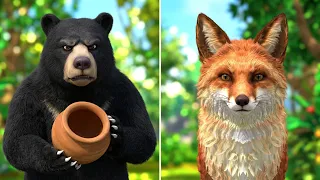काला भालू और चतुर लोमड़ी की कहानी 🐻🦊 | Kala Bhalu Aur Chatur Lomdi | Hindi Moral Story | 3D Cartoon