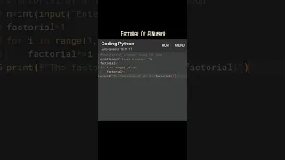 Factorial of a number by using loops concept for loop -python