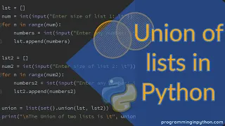 How to find Union of two lists using sets in Python Programming In Python