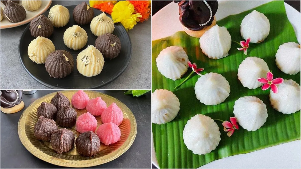 Ganesh Chaturthi Special 5 different Modak Recipe   Instant Khoya Modak   Instant Coconut Modak