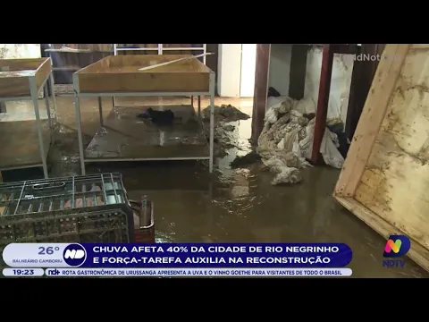 Chuva afeta 40% da cidade de Rio Negrinho e força-tarefa auxilia na reconstrução
