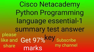 Cisco Netacademy Python Programming language essential-1 summary test answer key