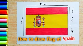 How to Draw Spain Flag easy Step by Step l National Flag of Sapin Drawing l Spanish Flag Drawing