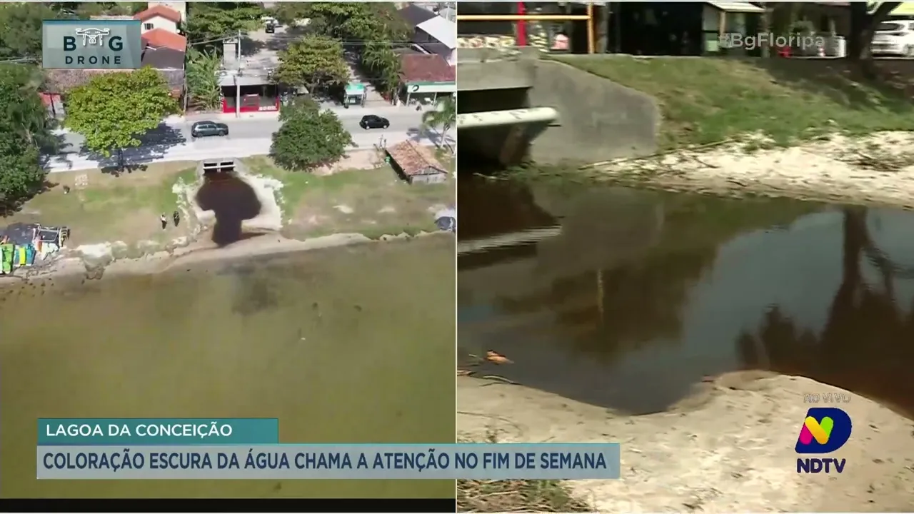 Coloração escura da Lagoa da Conceição chama atenção dos moradores da região