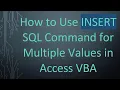 How to Use INSERT SQL Command for Multiple Values in Access VBA