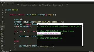 Java program to check Character is Vowel or Consonant Learn Coding