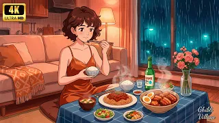 living alone on rainy days cozy healing homemade meals u0026 finding peace ghibli style video