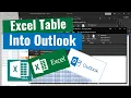 How to send an Excel table in an Outlook Email