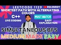 1129 Shortest Path with Alternating Colors Live Coding Simultaneous BFS C DSA buddy