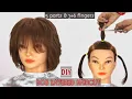 DIY BOB LAYERED HAIRCUT bob layered 5 part and 3 6 fingers Hair Cut at Home