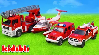 Wóz Strażacki i Samolot Strażacki Gaszą Ogromny Pożar! 🚒🔥 Ciężarówki i Auta dla Dzieci | Kidibli