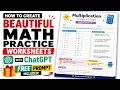 How to Create Beautiful Math Practice Worksheets with ChatGPT Classroom-Ready Worksheet Design