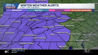 Winter weather advisory issued to all of south-central Pa