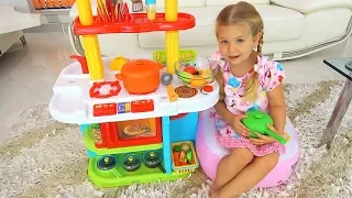 Roma And Diana Pretend Play Cooking Food Toys With Kitchen Play Set 