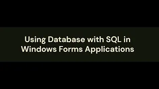 VB Net - Using Database with SQL in Windows Forms Applications