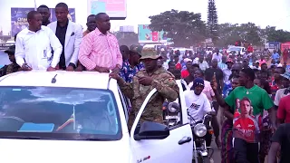 Hon Balam Barugahara’s convoy upon his grand entry in Iganga to fight corruption