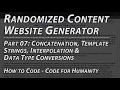 Pt 7 JavaScript Concatenation Data Type Conversion Web Development How to Code Rndm Cnt Gnrtr