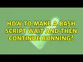 How to make a bash script wait and then continue running 2 Solutions