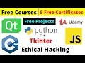 Udemy Free Certificate Courses Ethical Hacking Python Tkinter JavaScript Online Classes