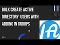Bulk User Creation with Group Membership in active directory Powershell script