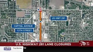 Traffic Alert Grand Island highway lanes and Kearney street to close