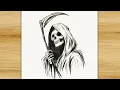 Realistic Grim Reaper Drawing Step by Step Pencil Sketch