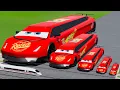 Download Lagu Big \u0026 Small Long Lamborghini McQueen VS Train | BeamNG.drive