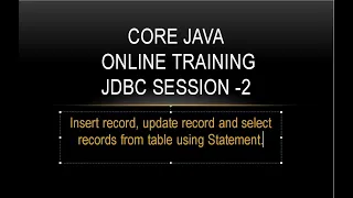 Core Java Online Training JDBC Session - 2