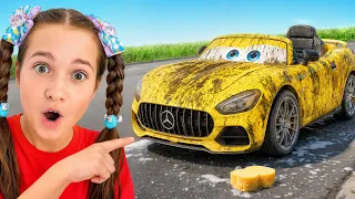 Sofia and Dad Build a Fun Car Wash