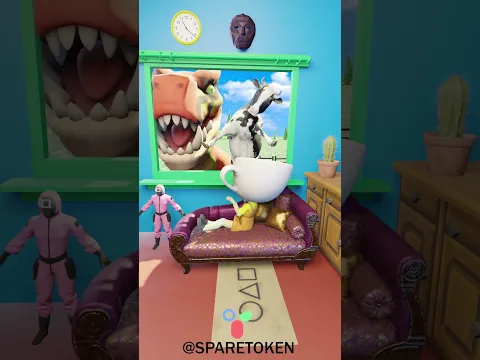 Dinosaur with cow  #animation #squidgamchallenge #minecraft #cartoon #funny #memes