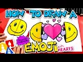 How To Draw An Emoji Folding Surprise With Hearts Inside
