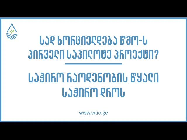 სად ხორციელდება წმო-ს პირველი საპილოტე პროექტი?