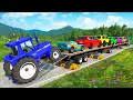 Download Lagu Flatbed Trailer McQueen Transportation with Truck - Speedbumps vs Cars vs Train - BeamNG.Drive #169