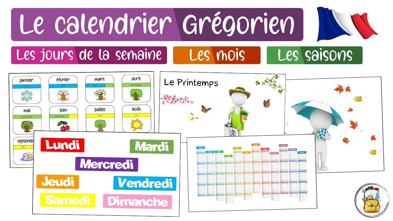 Apprendre Les Jours De La Semaine, Les Mois Et Les Saisons En Français Pour Les Enfants