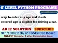 Check Eligibility in Python Driving Car Eligibility in Python Python Program for Driving Car