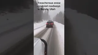 Treacherous snow covered roadways in Sandy Utah