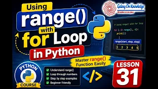 Using range with for Loop in Python Master range Function Easily Python Course Lesson 31